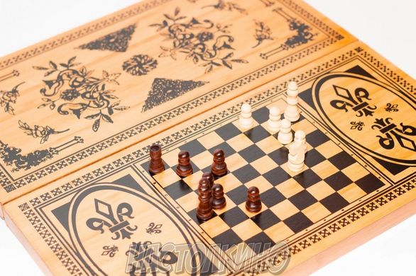 Игровой набор 3в1 нарды и шахматы и шашки, Бамбук (59х59 см)