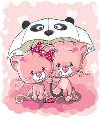 Картина по номерам "Рожеві котики під парасолькою", 30х40 см