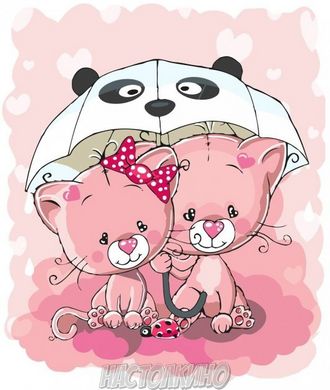Картина за номерами "Рожеві котики під парасолькою", 30х40 см