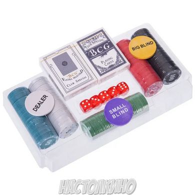 Покерный набор в пластиковом кейсе с номиналом 200 фишек