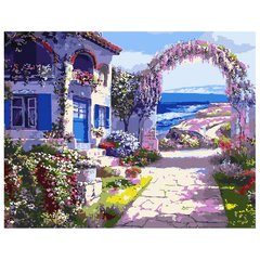 Картина по номерам "Будиночок з квітами", 40х50 см