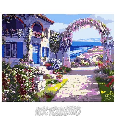 Картина за номерами "Будиночок з квітами", 40х50 см