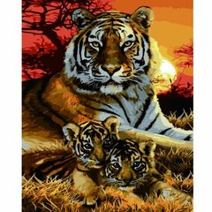 Картина за номерами "Тигриця зі своїми дітьми", 40х50 см