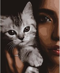 Картина за номерами "Дівчина з кошеням", 40х50 см