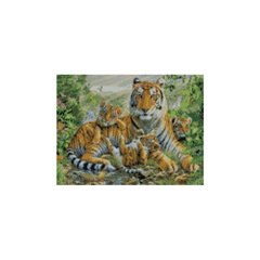 Алмазная мозаика "Сімейство тигрів", 30х40 см