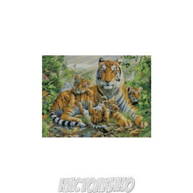 Алмазна мозаїка "Сімейство тигрів", 30х40 см