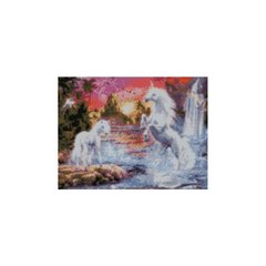 Алмазная мозаика "Єдинороги біля водопаду", 30х40 см