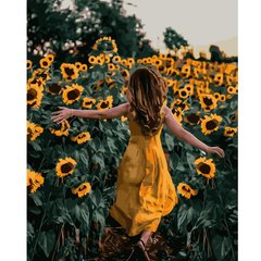 Картина за номерами "Дівчина серед соняшників", 40х50 см