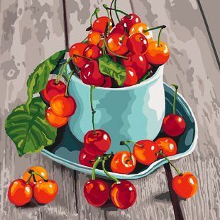 Картина за номерами. "Черешневі смаколики" 40*40см