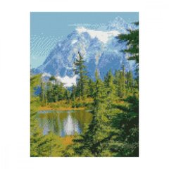 Алмазная мозаика "Пейзаж - гори і ялинки", 30х40 см