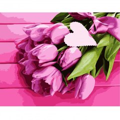 Картина по номерам "Рожеві тюльпани", 40х50 см