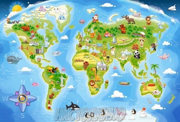 Пазлы "Карта мира" 40 элементов, maxi