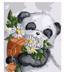 Картина по номерам "Панда з квітами", 30х40 см